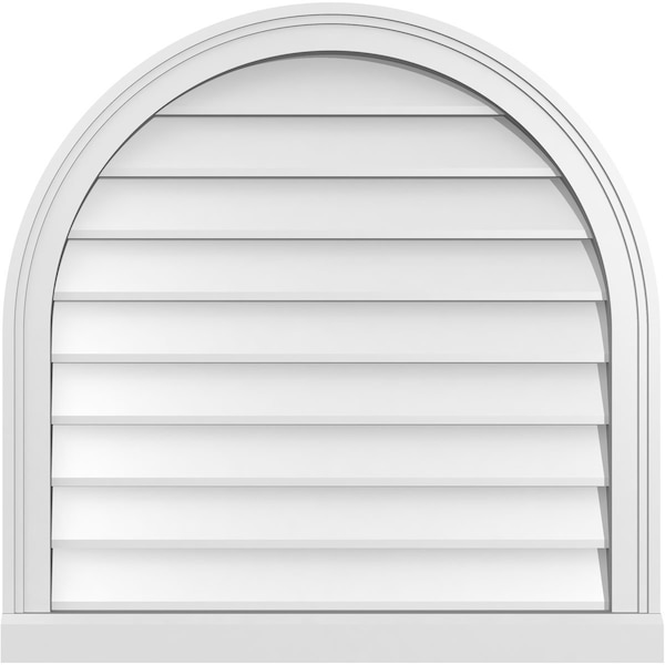 Ekena Millwork Round Top Surface Mount PVC Gable Vent w/ 2"W x 2"P Brickmould Sill Frame, 28"W x 28"H GVPRT28X2803SN - main